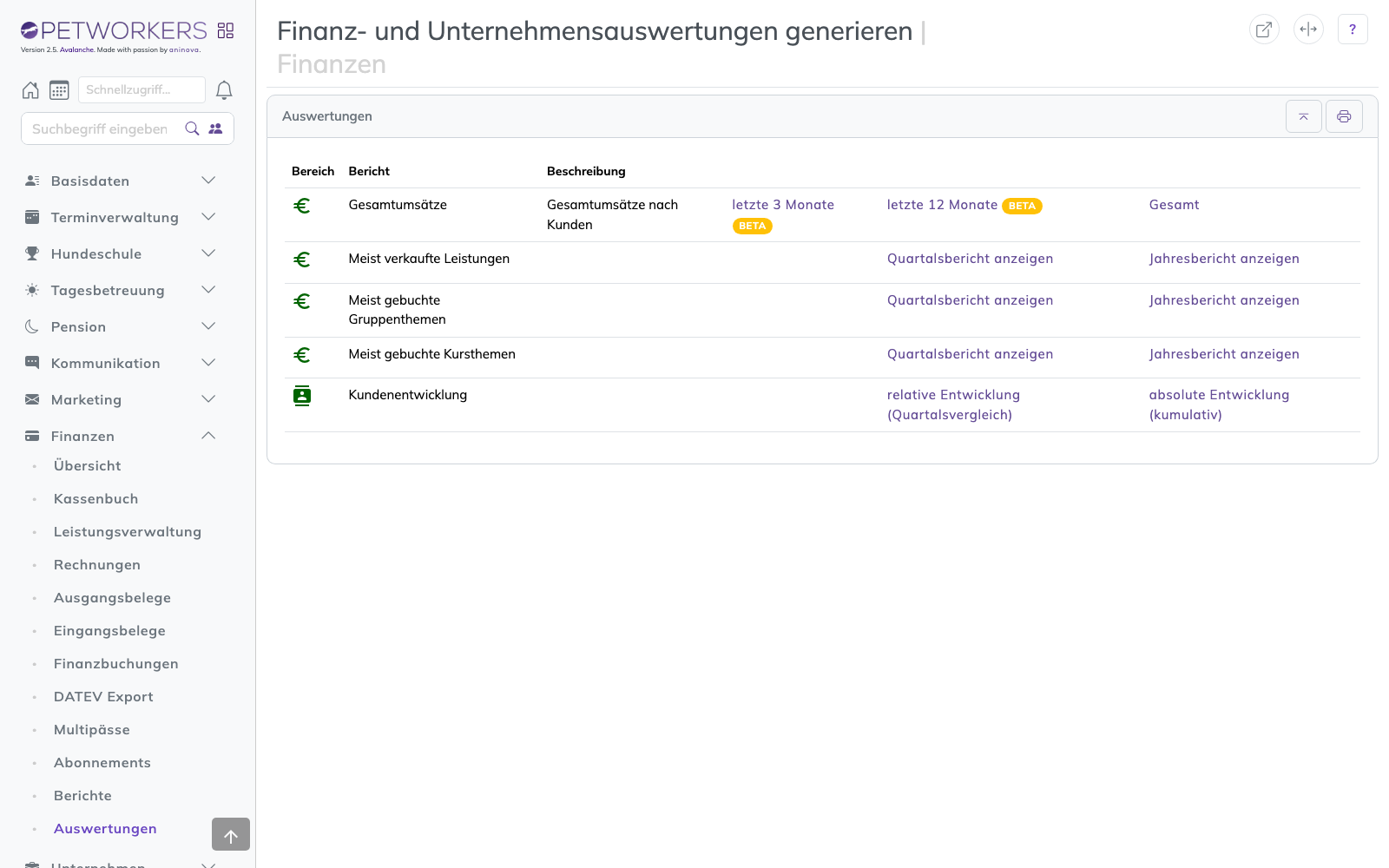 Berichte und Auswertungen im Finanzbereich.