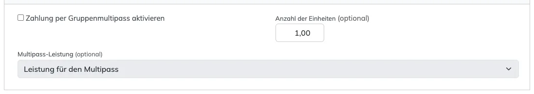 Kasten Zahlung via Multipass für Gruppen