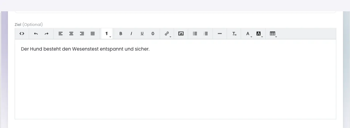 Formular mit markiertem Textfeld Beschreibung