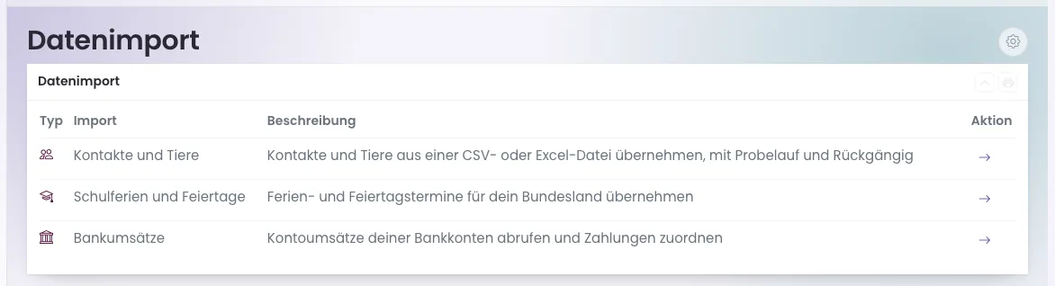 System Datenimport