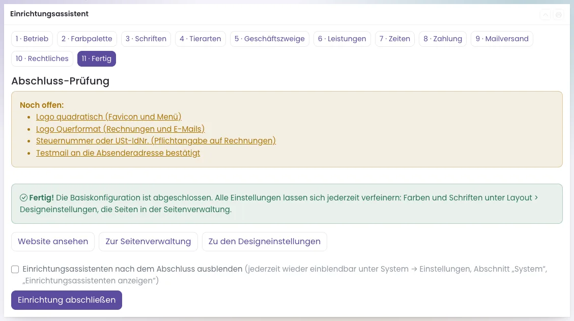 Schritt 11 Fertig mit Abschluss-Prüfung