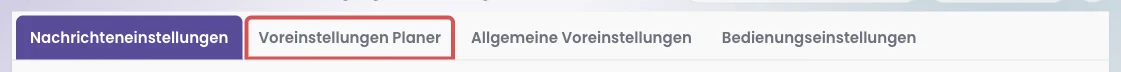 Reiter der Profileinstellungen