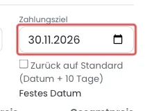 Zahlungsziel im Rechnungsentwurf