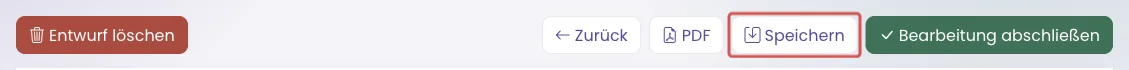 Speichern in der Werkzeugleiste des Entwurfs
