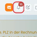 Werkzeugleiste oben rechts mit der Glocke