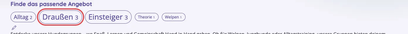 Schlagwortwolke auf der Website mit unterschiedlich großen Schlagwörtern