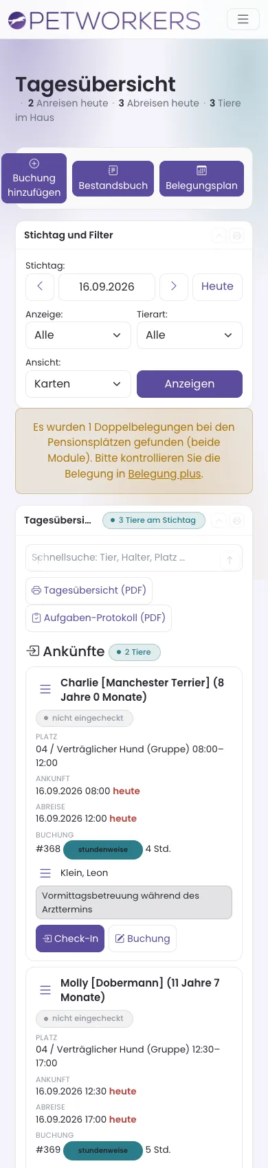 Die Tagesübersicht auf dem Handy