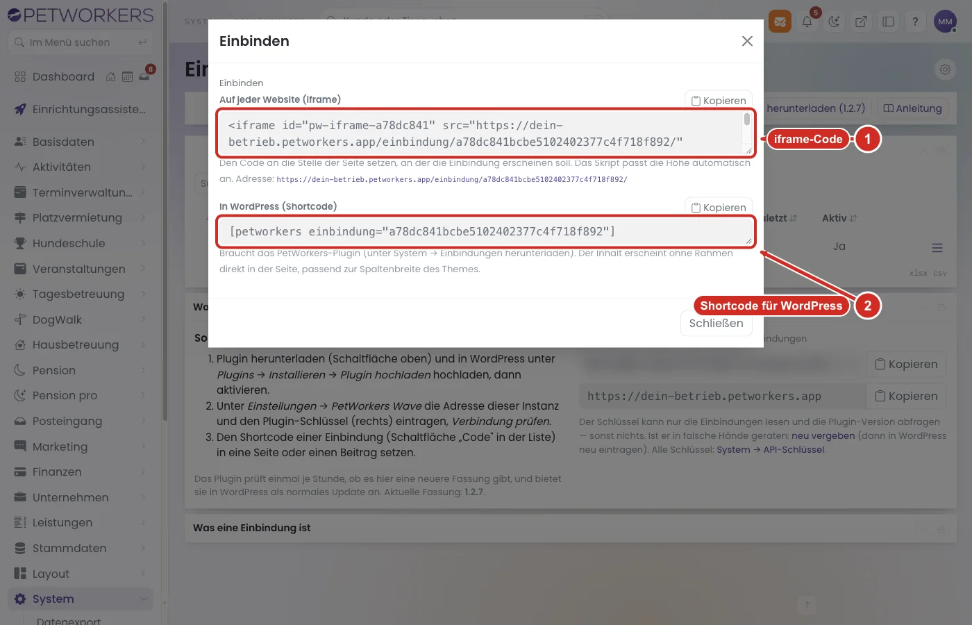 Fenster Einbinden mit iframe-Code und Shortcode
